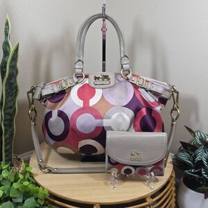 Coach Madison/Op Art Sophia Satchel with Matching Wallet